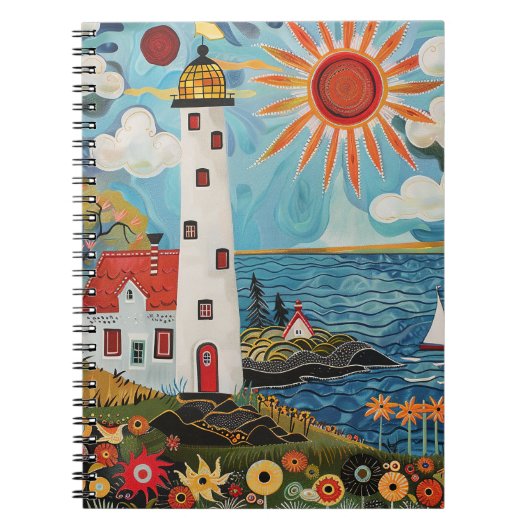 Whimsical Floral Light House Notitieboek (Voorkant)
