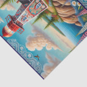 Whimsical Floral Lighthouse Nautische Decoupage Tissuepapier (Detail)