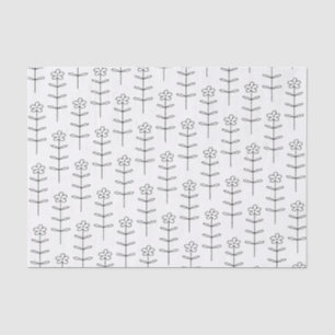 Whimsical Floral Line Art in Black and White  Tissuepapier