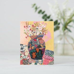 Whimsical Floral Paper Collage Gemengd Wenskaart Bedankkaart