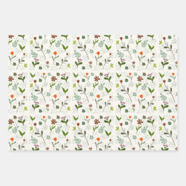 Whimsical Floral Pattern – Hand-Drawn Wildflower  Inpakpapier Vel