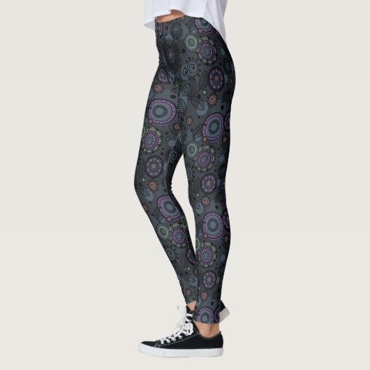 Whimsical Floral Patterned Leggings Grey Tones (Links)