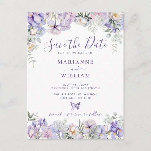 Whimsical Floral Romantische Bruiloft Save the Dat Briefkaart (Voorkant)
