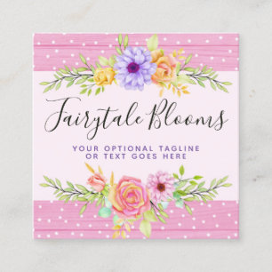 Whimsical Floral Rozen & Rustic Wood Social Media Vierkante Visitekaartje