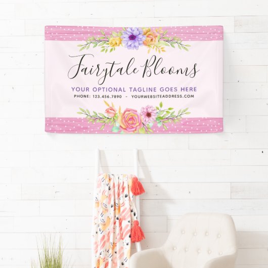 Whimsical Floral Rozen Rustiek Roze Girly Simpel Spandoek (Insitu)