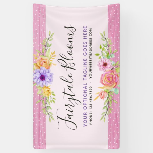 Whimsical Floral Rozen Rustiek Roze Girly Simpel Spandoek (Verticaal)