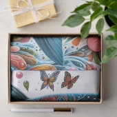 Whimsical Floral Salmon Fish Decoupage Tissuepapier (Geschenk)