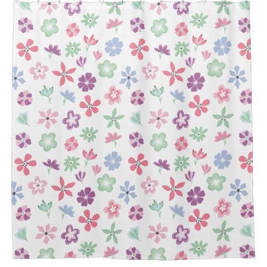 Whimsical Floral Spring Pattern Douchegordijn (Voorkant)
