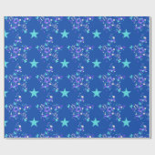 Whimsical Floral Star Pattern Wrapping Paper Cadeaupapier (Vlak)