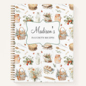 Whimsical Floral Strawberry Recept Kookboek Notitieboek (Voorkant)