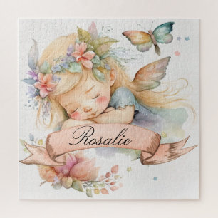 Whimsical Floral Sweet Dreams Slapen Fairy Meisje Legpuzzel