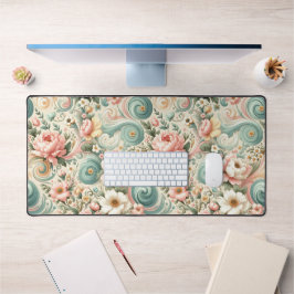 Whimsical Floral Swirls in Pastel Bureaumat
