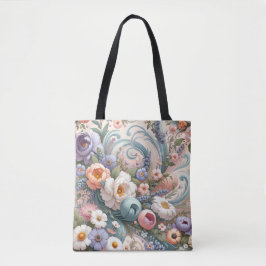 Whimsical Floral Swirls in Pastel Draagtas