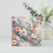 Whimsical Floral Swirls in Pastel Kaart (Staand voorkant)
