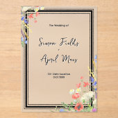 Whimsical Floral waterverf bruiloft Acryl Uitnodigingen (Voorkant)