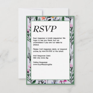 Whimsical Floral Waterverf bruiloft RSVP Kaartje