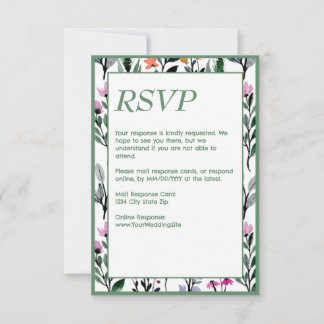 Whimsical Floral Waterverf bruiloft RSVP Kaartje