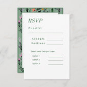 Whimsical Floral Waterverf bruiloft RSVP Kaartje (Voorkant / Achterkant)
