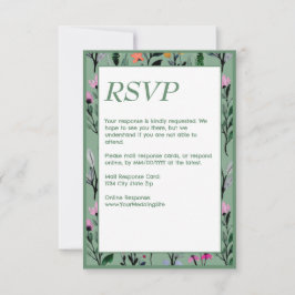 Whimsical Floral Waterverf bruiloft RSVP Kaartje