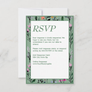 Whimsical Floral Waterverf bruiloft RSVP Kaartje