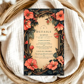 Whimsical Floral Wedding Art Nouveau Informatiekaartje