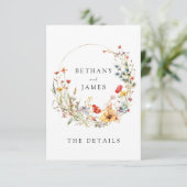 Whimsical Floral Wedding Details Behuizing Kaart (Staand voorkant)