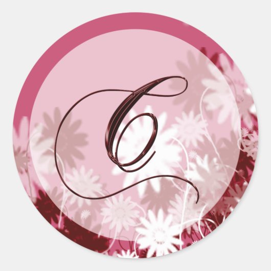 Whimsical Floral Wedding Monogram C Envelope Seal Ronde Sticker (Voorkant)