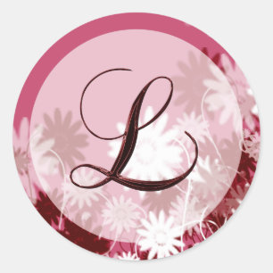 Whimsical Floral Wedding Monogram L Envelope Seal Ronde Sticker