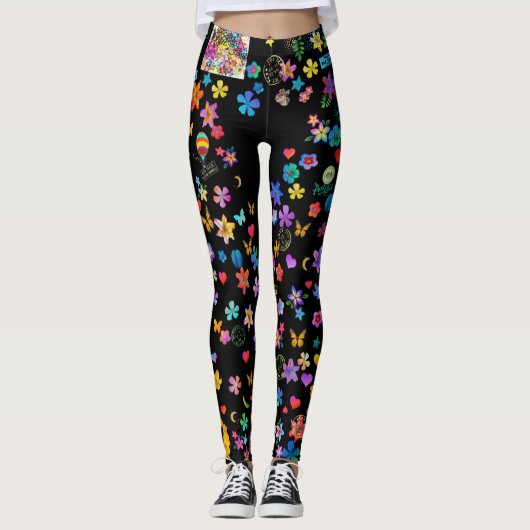 Whimsical Floral Yoga Leggings (Voorkant)