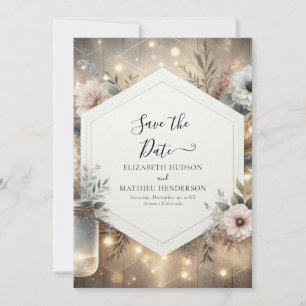 Whimsical Florals Mason Jar Wedding Save The Date