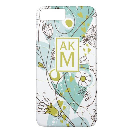 Whimsical Florals Monogram iPhone 7 Plus Hoesje (Achterkant)
