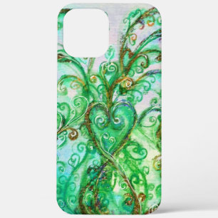 WHIMSICAL FLOURISHES bright blauwgroen green white iPhone 12 Pro Max Hoesje