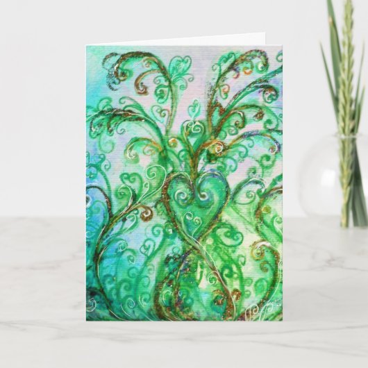 WHIMSICAL FLOURISHES bright blauwgroen green white Feestdagen Kaart (Voorkant)