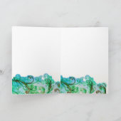 WHIMSICAL FLOURISHES bright blauwgroen green white Feestdagen Kaart (Binnen)