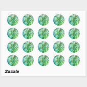 WHIMSICAL FLOURISHES bright blue green white Ronde Sticker (Vel)