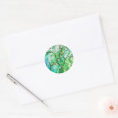 WHIMSICAL FLOURISHES bright blue green white Ronde Sticker (Envelop)