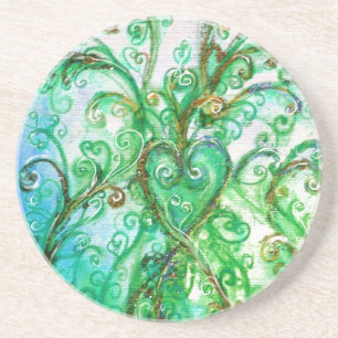 WHIMSICAL FLOURISHES green blue Zandsteen Onderzetter