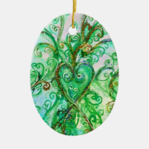 WHIMSICAL FLOURISHES HEART helderroze blauw groen Keramisch Ornament