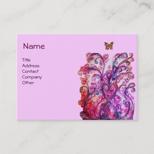 WHIMSICAL FLOURISHES helder rood roze paars wit Visitekaartje (Voorkant)