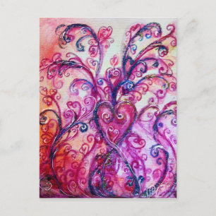 WHIMSICAL FLOURISHES heldere roze paars wit Briefkaart