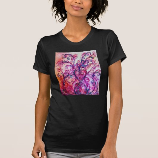WHIMSICAL FLOURISHES heldere roze paars wit T-shirt (Voorkant)