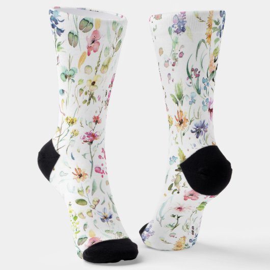 Whimsical Flower Floral Pattern Socks Sokken (Gebogen)