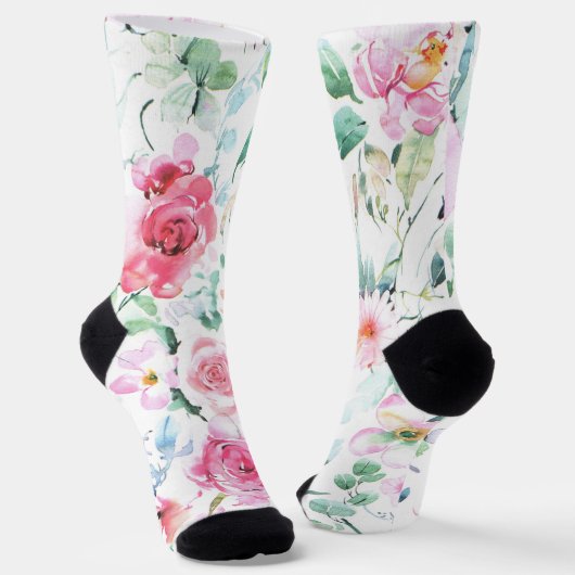 Whimsical Flower Floral Pattern Socks Sokken (Gebogen)