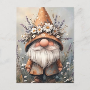Whimsical Flower Gnome: Schattige Waterverf kunst Briefkaart