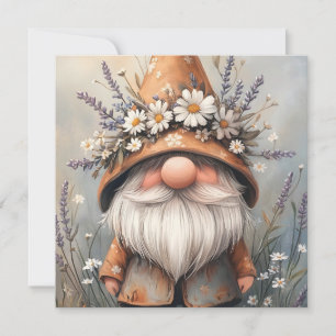 Whimsical Flower Gnome: Schattige Waterverf kunst Feestdagenkaart
