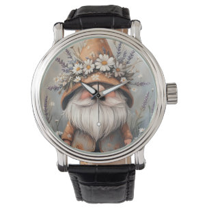 Whimsical Flower Gnome: Schattige Waterverf kunst Horloge