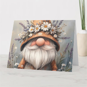 Whimsical Flower Gnome: Schattige Waterverf kunst Kaart