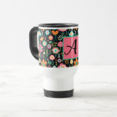 Whimsical Flower Patch op zwarte Mok (Voorkant links)