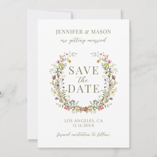 Whimsical flower Save the Date fotouitnodiging Kaart (Voorkant)