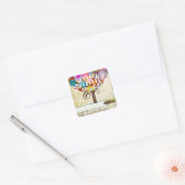 Whimsical Flower Tree Wedding Vierkante Sticker (Envelop)